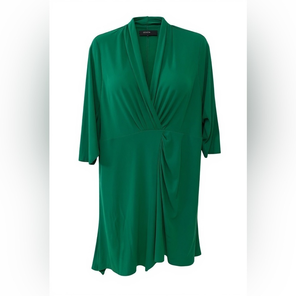 IGIGI Plus Size Asymmetrical Green Dress with Black Belt